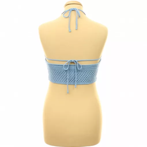 Mango kék horgolt top
