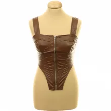 Barna műbőr corset top
