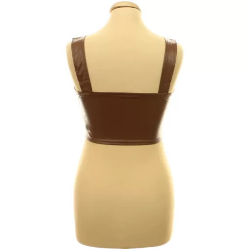 Barna műbőr corset top