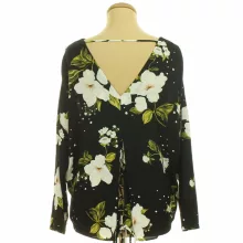River Island virágmintás fekete blúz