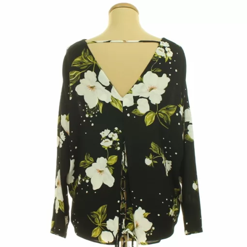 River Island virágmintás fekete blúz