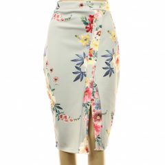 Select virágmintás szürke szoknya