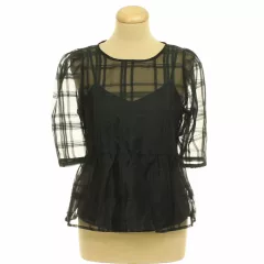 Vero Moda kockás fekete organza blúz