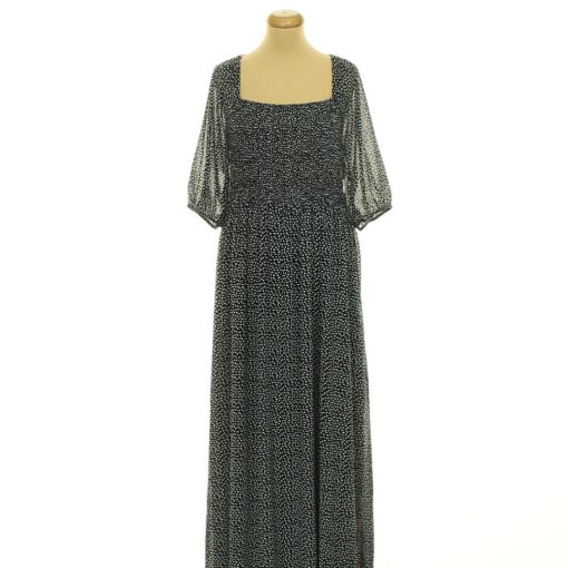 NastyGal szívmintás fekete maxi ruha
