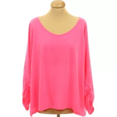 Ráncolt ujjú neonpink oversize felső
