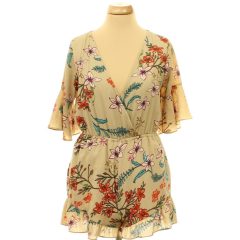 Virágmintás barna overál