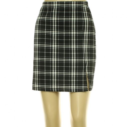 Shein kockás fekete szoknya