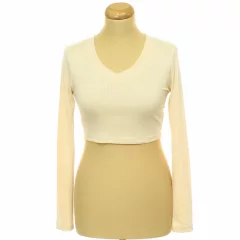 Bordázott bézs top