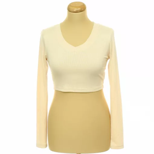 Bordázott bézs top