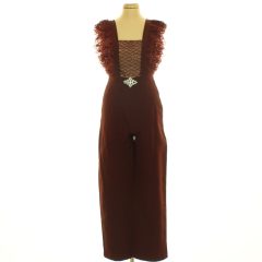 Csipkés-strasszköves bordó overál