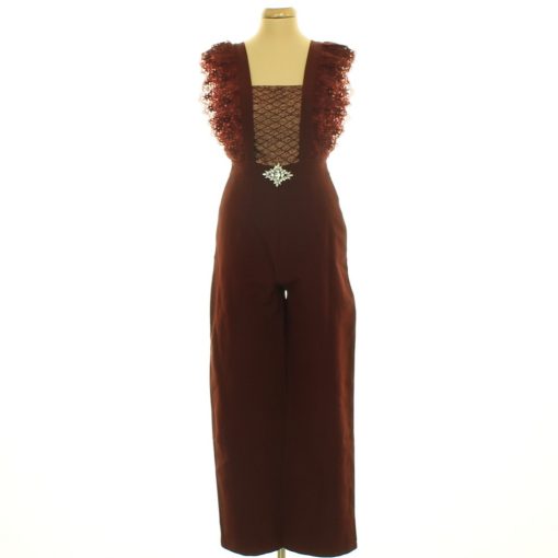 Csipkés-strasszköves bordó overál