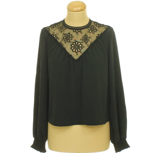 Divided hímzett fekete blúz