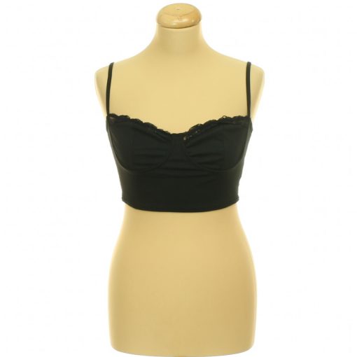 Csipkés fekete top