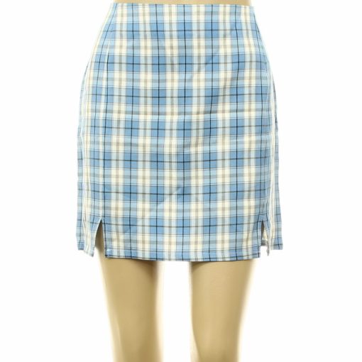 Shein kockás kék szoknya