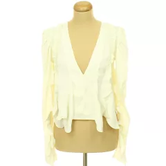 H&M fodros krémszínű szatén blúz