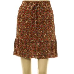 Papaya virágmintás pliszírozott szoknya