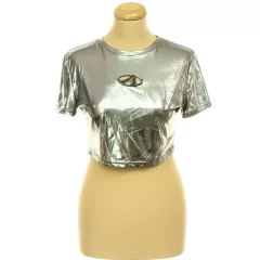 shein fémdíszes ezsüt színű top