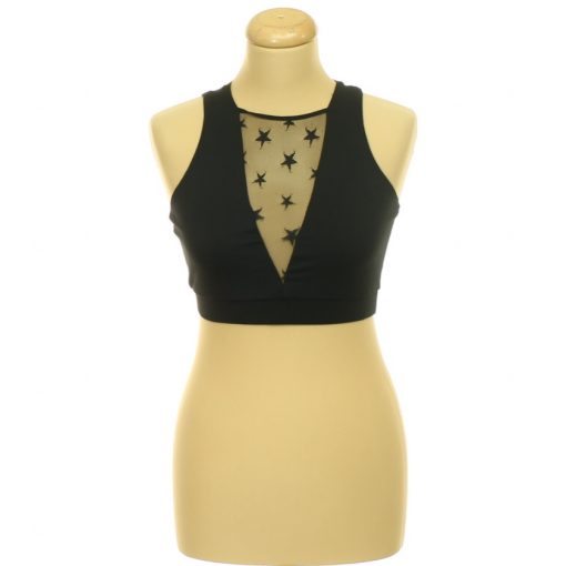 Neccbetétes fekete top