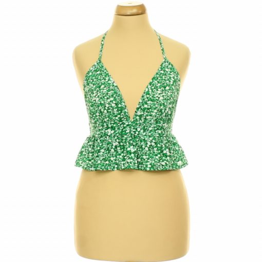 Shein virágmintás zöld top