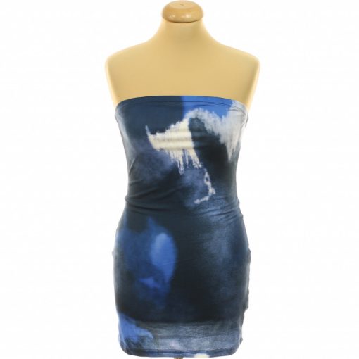Shein mintás kék miniruha