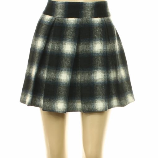 Papaya kockás gyapjúkeverék szoknya