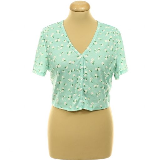 Shein virágmintás zöld top