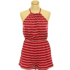 Shein csíkos bordó overál