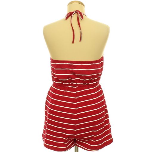 Shein csíkos bordó overál