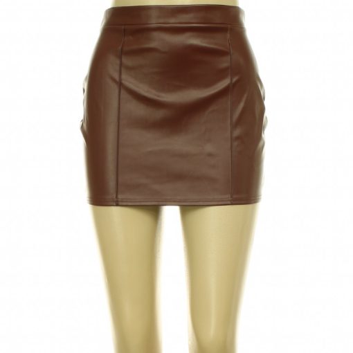 Boohoo barna műbőr miniszoknya