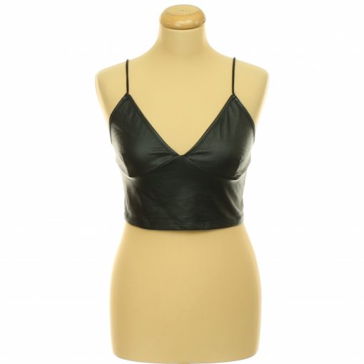 Shein fekete bőrhatású top