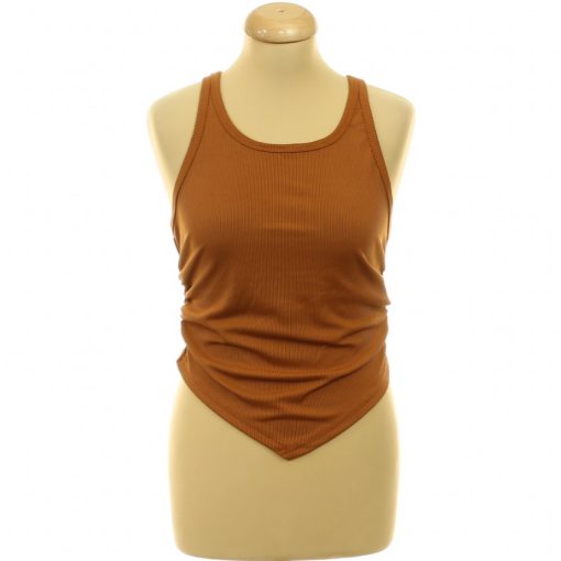 Shein ráncolt barna top