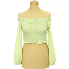 Bershka gumírozott zöld blúz