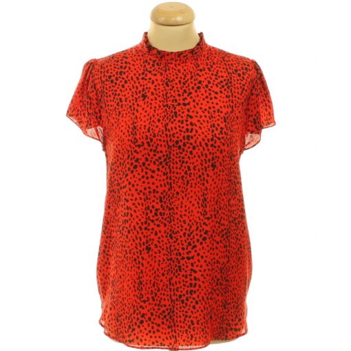 River Island mintás piros szatén blúz