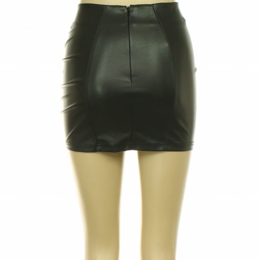 Shein ráncolt fekete műbőr szoknya