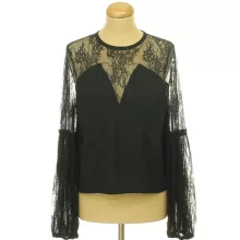 River Island csipkés-flitteres fekete blúz