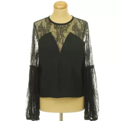 River Island csipkés-flitteres fekete blúz