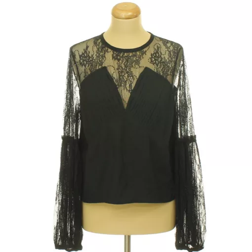 River Island csipkés-flitteres fekete blúz