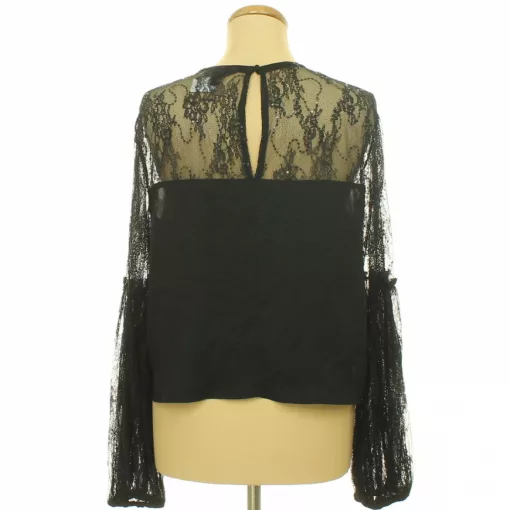 River Island csipkés-flitteres fekete blúz