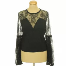 River Island csipkés-flitteres fekete blúz