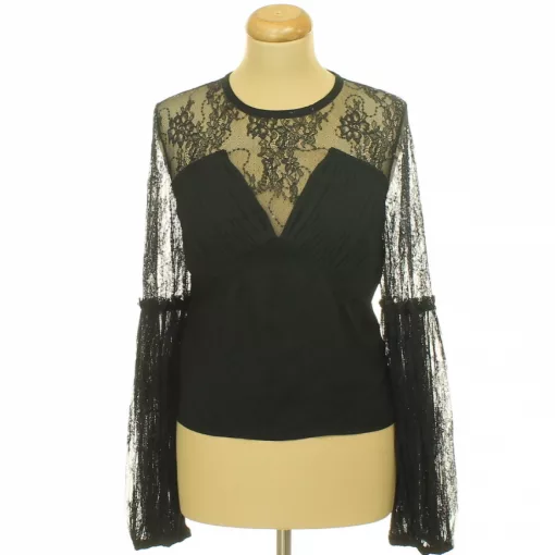 River Island csipkés-flitteres fekete blúz