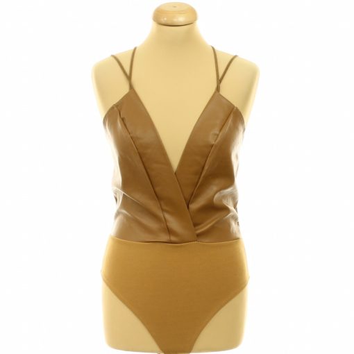 Barna műbőr body